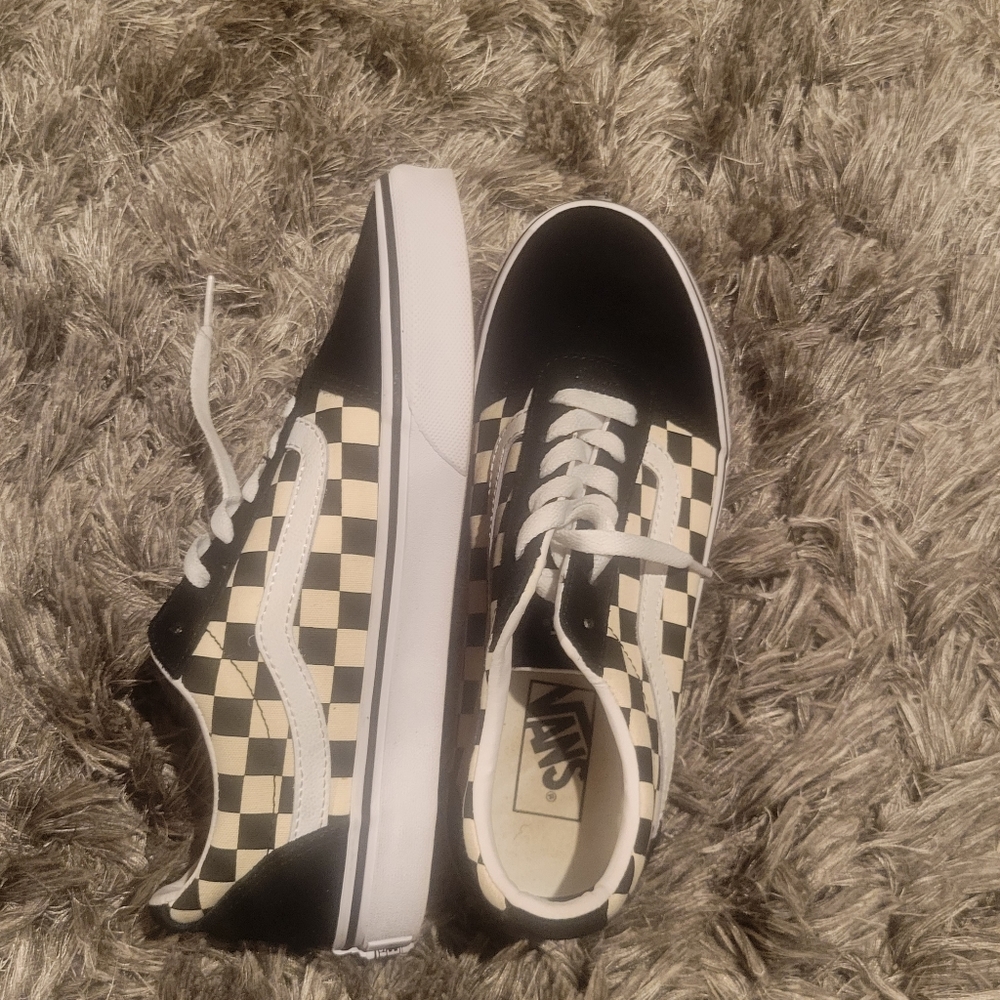 Vans old school checkerboard suede shoes